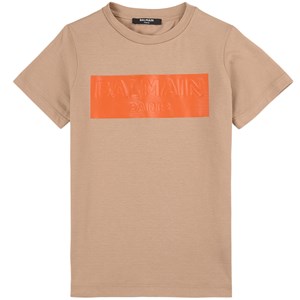 Balmain Brown Box Graphic T-Shirt 6 år