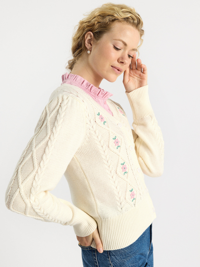 Kabelstickad cardigan