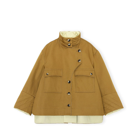 Quilt Details Asymmetrical Jacket Double Twill
