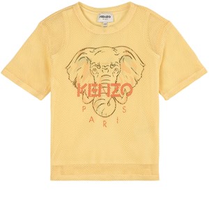 Kenzo Yellow Elephant Logo Mesh T-Shirt 4 år