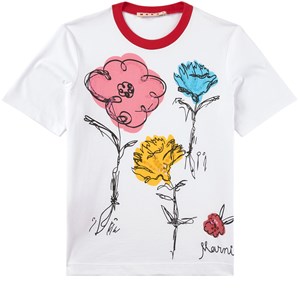 Marni White & Red Flower Graphic Print T-Shirt 14 år