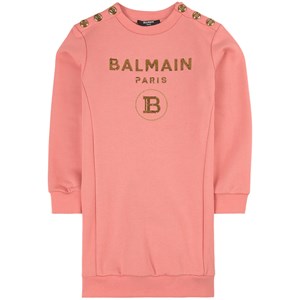 Balmain Purple Branded Long Sleeve Dress 8 år