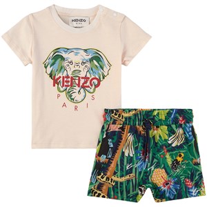 Kenzo Cream and Green T-Shirt and Shorts Set 9 mån