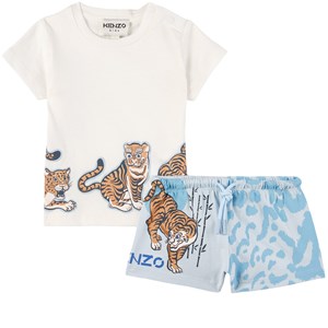 Kenzo Cream and Blue T-Shirt and Shorts Set 12 mån