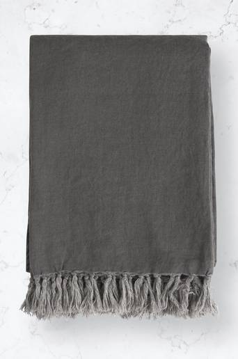 Studio Total Home Överkast Fringe Linen Bedspread Svart