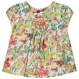 Bonpoint Multi Watercolor Floral Smocked Topp Vit 6 months