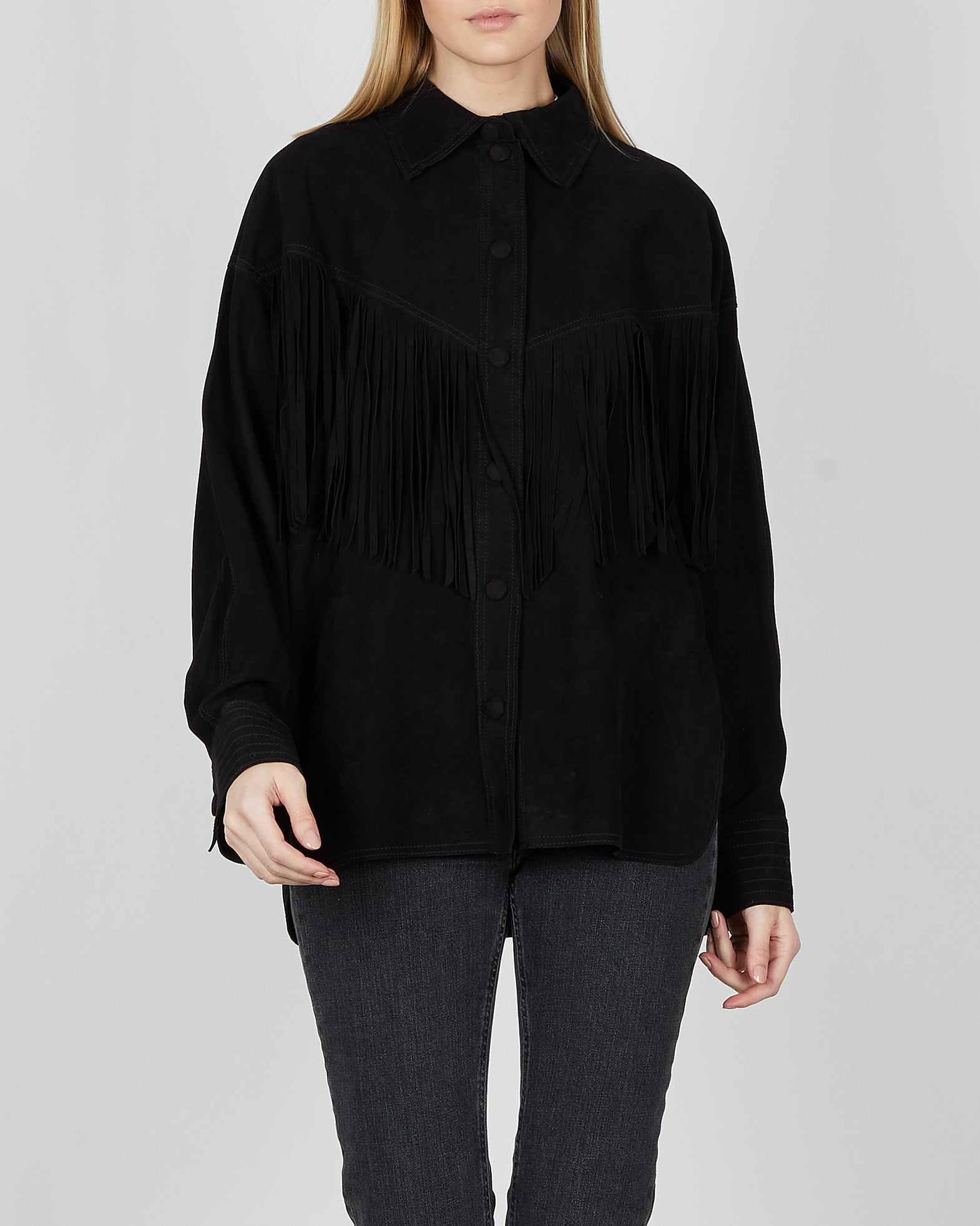 STAND STUDIO Jacka Adia Fringe Shirt 32 Svart 010