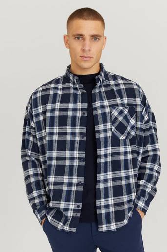 William Baxter Flanellskjorta Boxy Flannel Shirt Blå