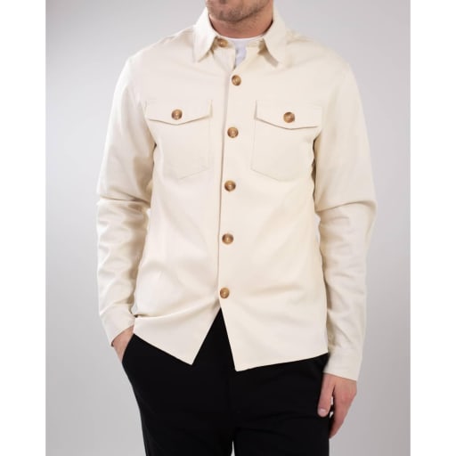 Milo Patch Pocket Overshirt - Off White Beige