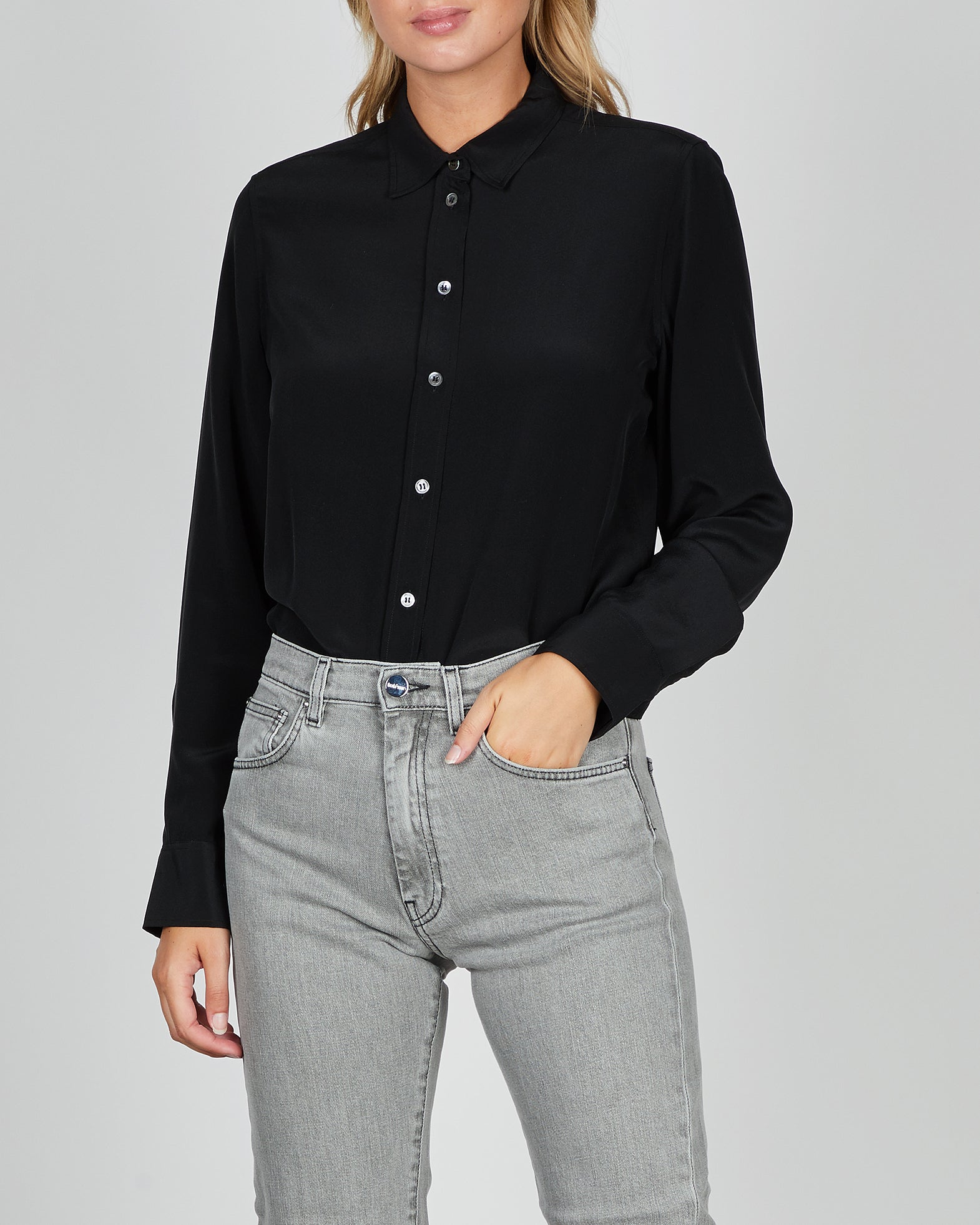 Filippa K Skjorta Classic Silk 34 Svart 011
