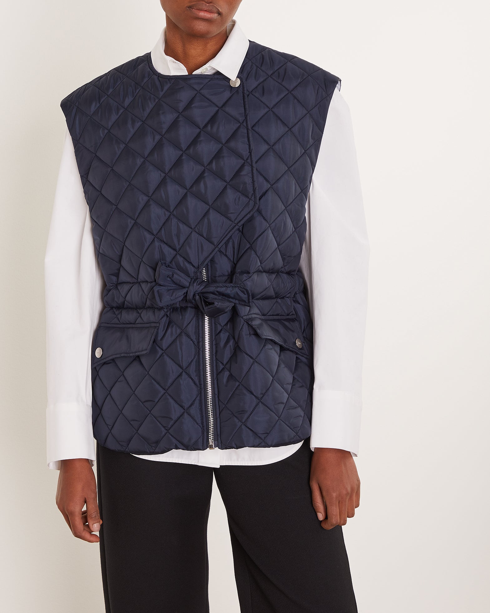 Ganni Väst Recycled Ripstop Quilt 34 Sky captain 011