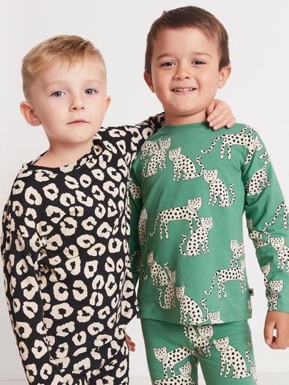 2-pack långärmade toppar med leopardtryck