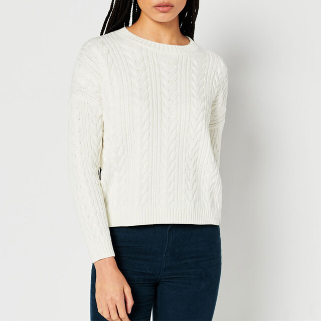 Dropped Shoulder Cable Crew Knit