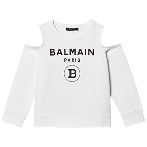 Balmain Logo Cold Shoulder Tröja Vit 10 years