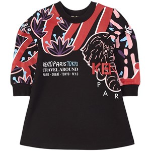 Kenzo Black City Tiger Mjukis-klänning Svart 14 år