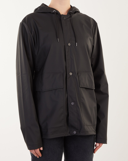 Rains Regnjacka Short Hooded Coat Svart XS
