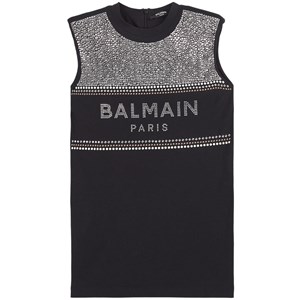 Balmain Stud Logo Klänning Svart 8 år