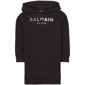 Balmain Logo Huvor Mjukis-Klänning Svart 8 år