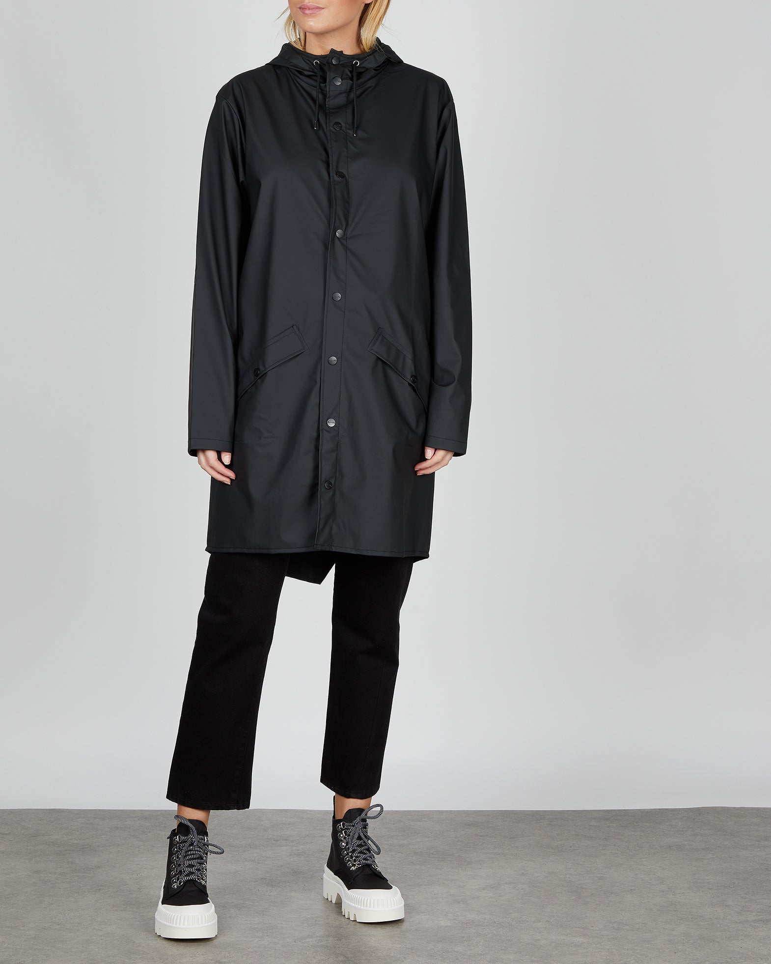 Rains Regnjacka Long Jacket XS-S Svart 007