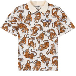 Kenzo Cream and Orange Short Sleeved Polo 5 år