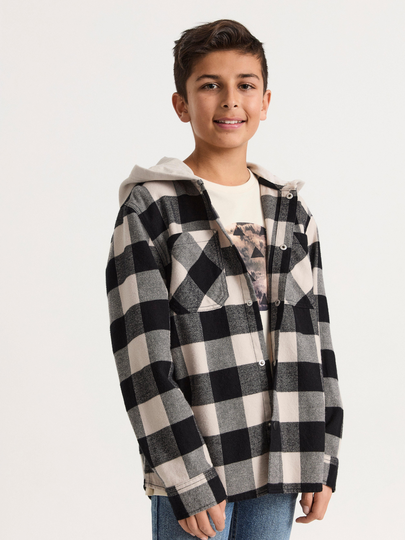Rutig overshirt med huva