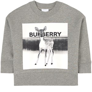 Burberry Deer Graphic Tröja Grå melange 4 år