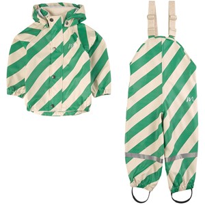 Kuling Kuling x Maja Regnställ Diagonal Stripe Grass Green/Foggy White 86/92 cm