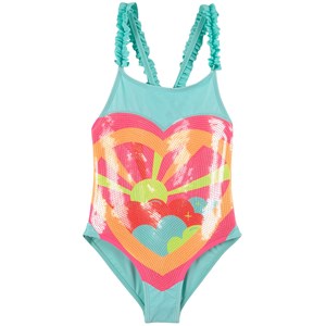 Billieblush Green Pink Heart Print Swimsuit 2 år
