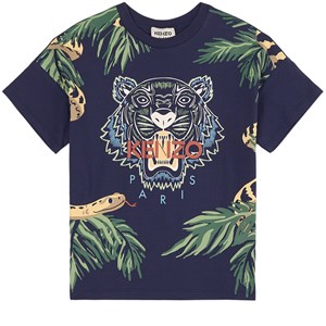 Kenzo Navy Leaves Short Sleeved T-Shirt 10 år