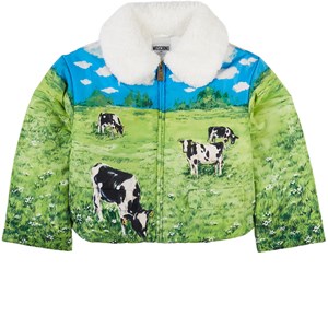 Moschino Kid-Teen Landscape Vadderad Jacka Grön 14 år