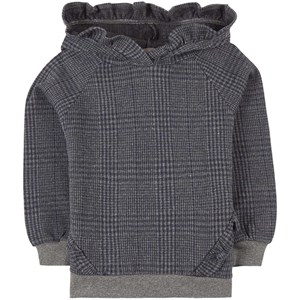 Creamie Check Huvtröja Mid Grey Melange 140 cm (9-10 år)