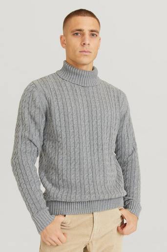Studio Total Polotröja John Cable Roll Neck Grå