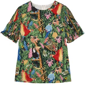 Kenzo Grey and Green Graphic Pattern Blouse 4 år