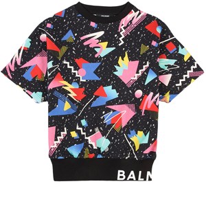 Balmain Abstract Print Kortärmad Sweatshirt Svart 4 år