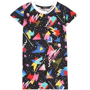Balmain Abstract Print T-shirt-klänning Svart 6 år