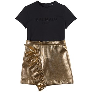 Balmain Gold Lamé Klänning Svart 14 år