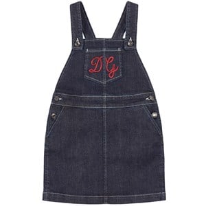 Dolce & Gabbana Logo Denim Hängselklänning Blå 4 år