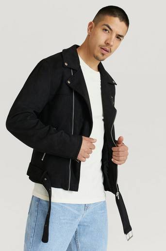 William Baxter Jacka Fake Suede Biker Jacket Svart
