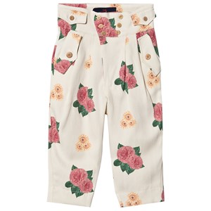 The Animals Observatory Camel Twill Byxa White Flowers 2 år