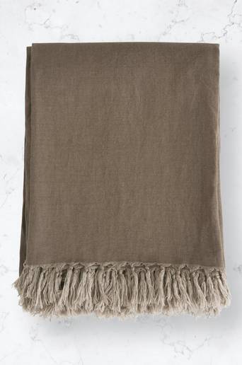Studio Total Home Överkast Fringe Linen Bedspread Brun
