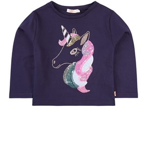 Billieblush Glitter Unicorn Print Long Sleeve Tee Tröja Marinblå 3 år