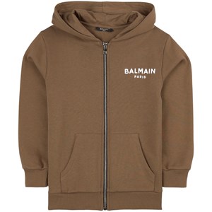 Balmain Brown Branded Zip Up Sweatshirt 10 år