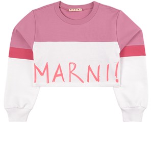 Marni White Colourblock Branded Cropped Sweater 4 år
