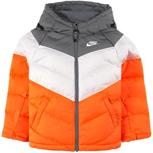 NIKE Black, Grey and Chevron Swoosh Logo Vadderad Jacka Orange L (12-13 years)