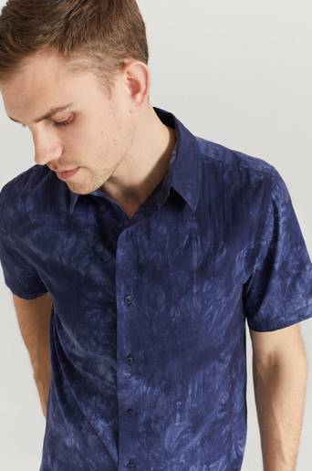 Studio Total Skjorta Printed Short Sleeve Shirt Blå
