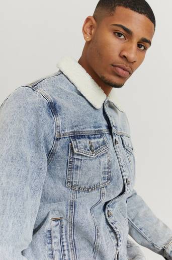 William Baxter Jeansjacka Sherpa Denim Jacket Blå