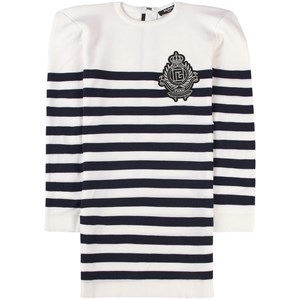 Balmain Randig Stickad Klänning Vit 8 år