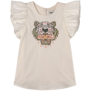 Kenzo Cream Frill Tiger Print Dress 3 år