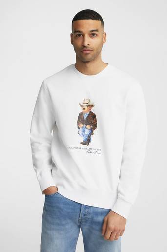 Polo Ralph Lauren Sweatshirt Graphic Fleece Cowboy Bear Sweater Vit