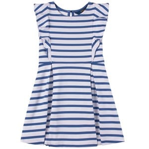 Ralph Lauren Blue and White Stripe Ruffle Dress 14-16 years